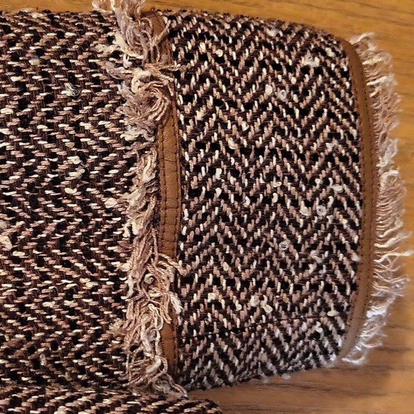 Vintage Doncaster Brown Tweed Leather Trim Fringe Blazer - Picture 5 of 8